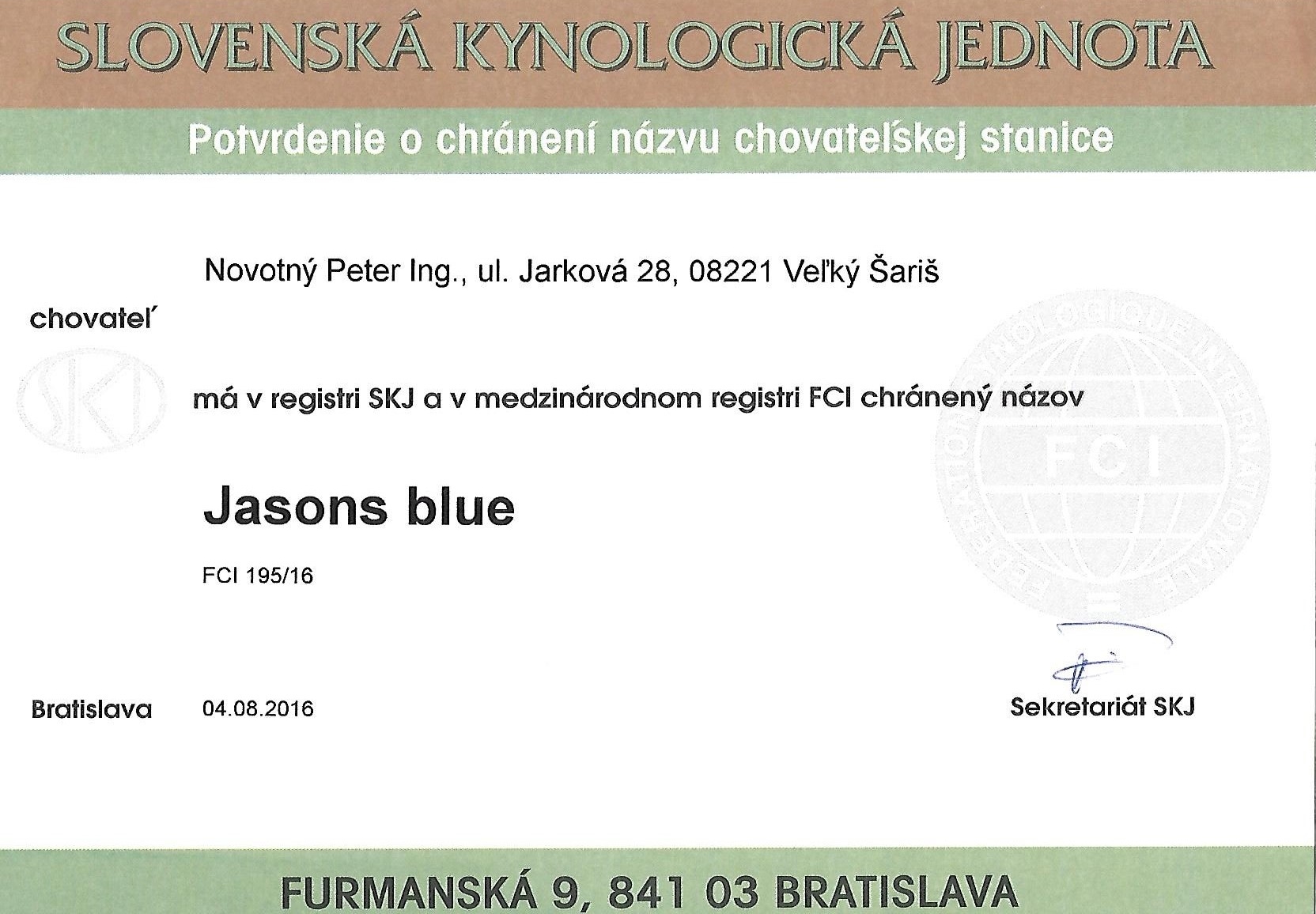 fci jasons blue baset chovateľská stanica slovensko